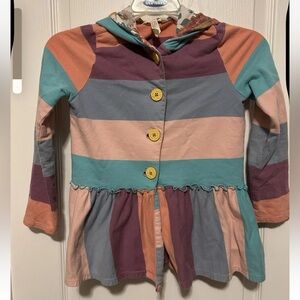 Matilda Jane Kid’s Colorful Striped Hooded Top - Size 8 EUC